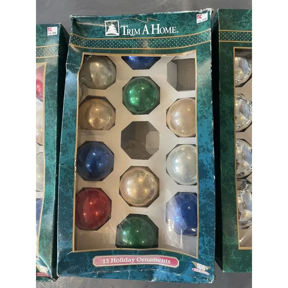 Set of 3 VINTAGE Kmart Trim A Home Christmas Ball Ornaments‎ 13 Piece Sets